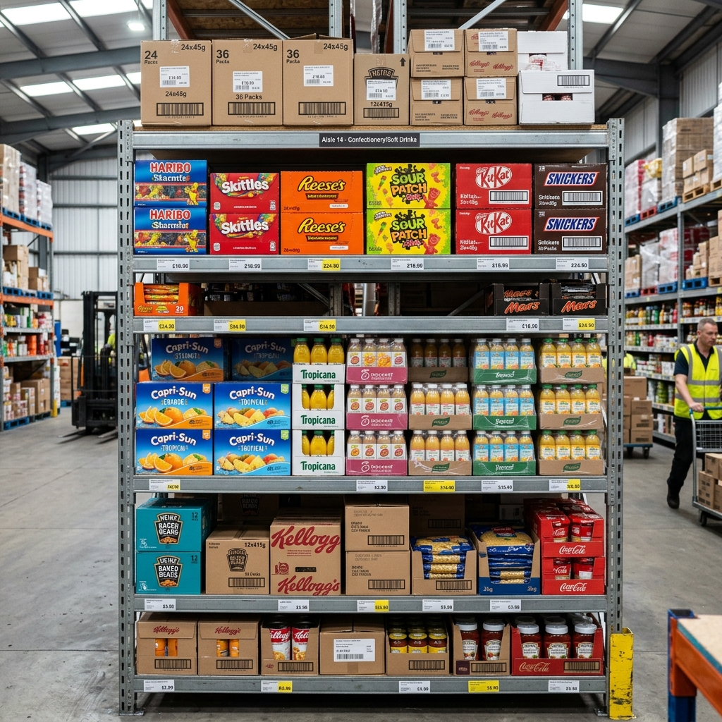 Global Enterprise Wholesale Warehouse with Candy, Juices and Grocery Items